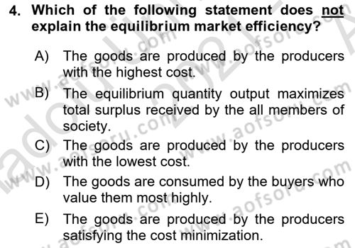 Introduction to Economics 1 Dersi Ara Sınavı Deneme Sınav Soruları 4. Soru
