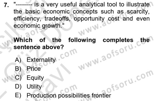 Introduction to Economics 1 Dersi Ara Sınavı Deneme Sınav Soruları 7. Soru