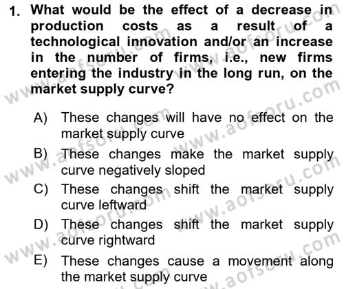 Introduction to Economics 1 Dersi 2021 - 2022 Yılı (Final) Dönem Sonu Sınav Soruları 1. Soru