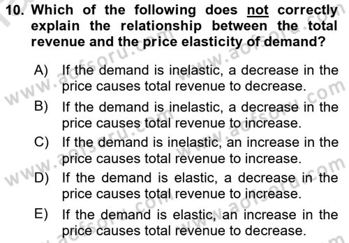 Introduction to Economics 1 Dersi 2021 - 2022 Yılı (Final) Dönem Sonu Sınav Soruları 10. Soru