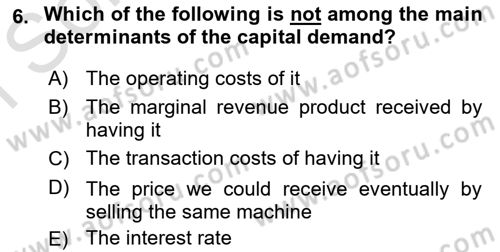 Introduction to Economics 1 Dersi 2021 - 2022 Yılı (Final) Dönem Sonu Sınav Soruları 6. Soru