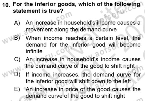 Introduction to Economics 1 Dersi 2021 - 2022 Yılı Yaz Okulu Sınav Soruları 10. Soru