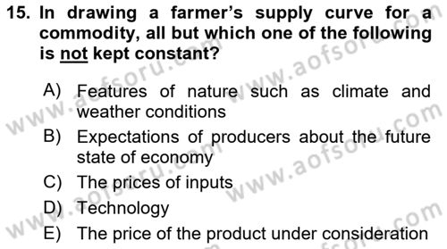 Introduction to Economics 1 Dersi 2021 - 2022 Yılı Yaz Okulu Sınav Soruları 15. Soru