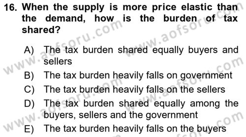 Introduction to Economics 1 Dersi 2021 - 2022 Yılı Yaz Okulu Sınav Soruları 16. Soru