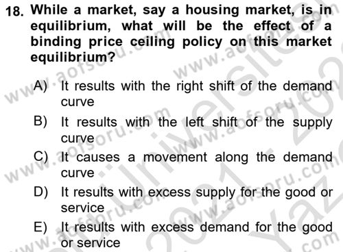 Introduction to Economics 1 Dersi 2021 - 2022 Yılı Yaz Okulu Sınav Soruları 18. Soru