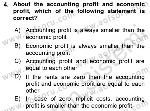 Introduction to Economics 1 Dersi 2021 - 2022 Yılı Yaz Okulu Sınav Soruları 4. Soru