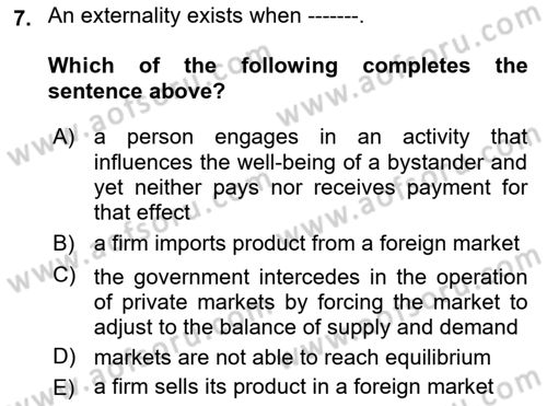 Introduction to Economics 1 Dersi 2021 - 2022 Yılı Yaz Okulu Sınav Soruları 7. Soru