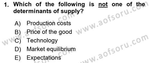 Introduction to Economics 1 Dersi Ara Sınavı Deneme Sınav Soruları 1. Soru