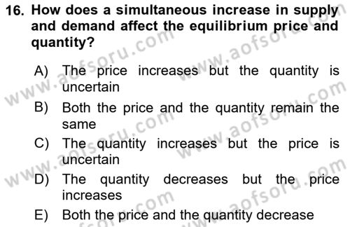 Introduction to Economics 1 Dersi Ara Sınavı Deneme Sınav Soruları 16. Soru