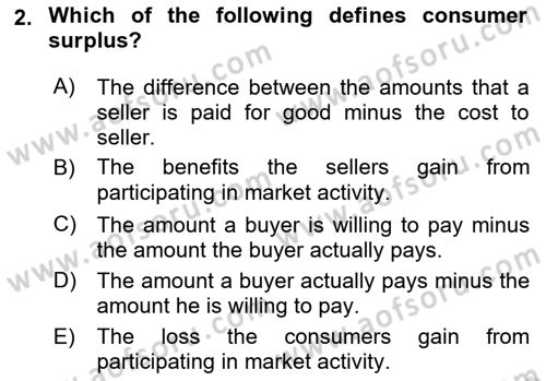 Introduction to Economics 1 Dersi Ara Sınavı Deneme Sınav Soruları 2. Soru