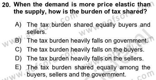 Introduction to Economics 1 Dersi Ara Sınavı Deneme Sınav Soruları 20. Soru