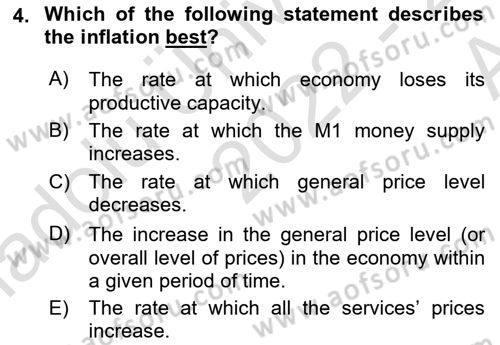 Introduction to Economics 1 Dersi Ara Sınavı Deneme Sınav Soruları 4. Soru