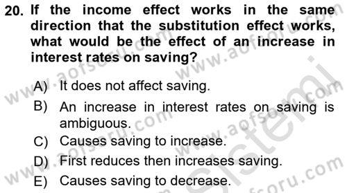 Introduction to Economics 1 Dersi 2022 - 2023 Yılı (Final) Dönem Sonu Sınav Soruları 20. Soru