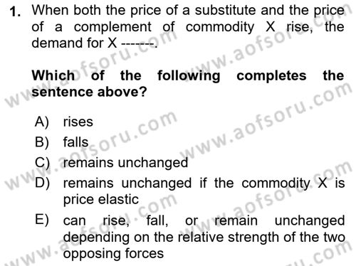 Introduction to Economics 1 Dersi 2022 - 2023 Yılı Yaz Okulu Sınav Soruları 1. Soru