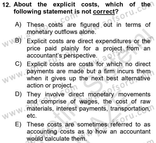 Introduction to Economics 1 Dersi 2022 - 2023 Yılı Yaz Okulu Sınav Soruları 12. Soru