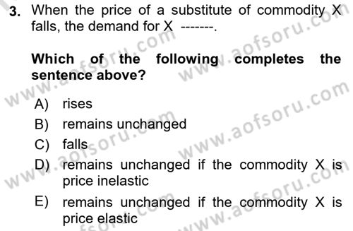Introduction to Economics 1 Dersi 2022 - 2023 Yılı Yaz Okulu Sınav Soruları 3. Soru