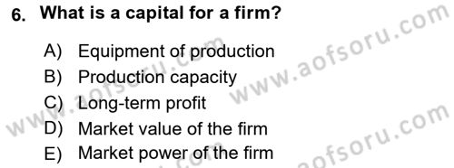 Introduction to Economics 1 Dersi 2022 - 2023 Yılı Yaz Okulu Sınav Soruları 6. Soru