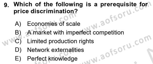 Introduction to Economics 1 Dersi 2022 - 2023 Yılı Yaz Okulu Sınav Soruları 9. Soru