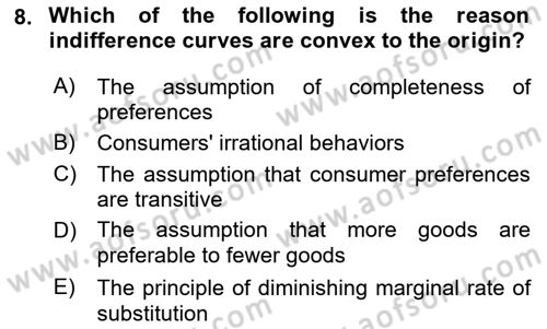 Introduction to Economics 1 Dersi Ara Sınavı Deneme Sınav Soruları 8. Soru