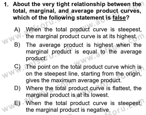 Introduction to Economics 1 Dersi 2023 - 2024 Yılı (Final) Dönem Sonu Sınav Soruları 1. Soru