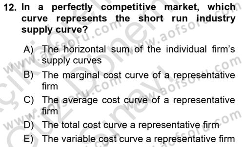 Introduction to Economics 1 Dersi 2023 - 2024 Yılı (Final) Dönem Sonu Sınav Soruları 12. Soru