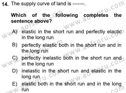 Introduction to Economics 1 Dersi 2023 - 2024 Yılı (Final) Dönem Sonu Sınav Soruları 14. Soru