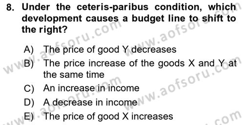Introduction to Economics 1 Dersi 2023 - 2024 Yılı (Final) Dönem Sonu Sınav Soruları 8. Soru