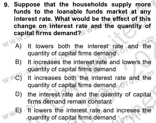 Introduction to Economics 1 Dersi 2023 - 2024 Yılı (Final) Dönem Sonu Sınav Soruları 9. Soru