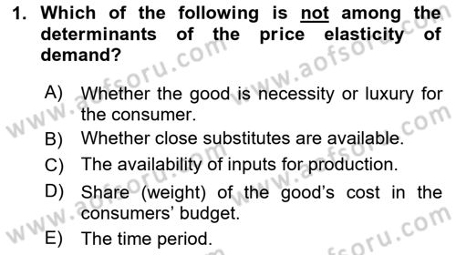 Introduction to Economics 1 Dersi 2023 - 2024 Yılı Yaz Okulu Sınav Soruları 1. Soru