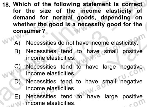 Introduction to Economics 1 Dersi 2023 - 2024 Yılı Yaz Okulu Sınav Soruları 18. Soru