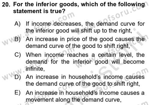 Introduction to Economics 1 Dersi 2023 - 2024 Yılı Yaz Okulu Sınav Soruları 20. Soru