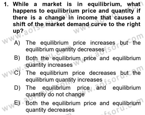 Introduction to Economics 1 Dersi Ara Sınavı Deneme Sınav Soruları 1. Soru