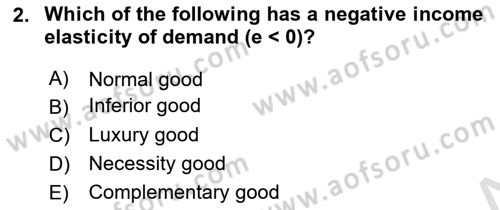 Introduction to Economics 1 Dersi Ara Sınavı Deneme Sınav Soruları 2. Soru