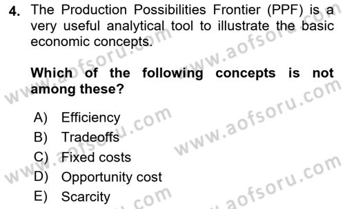 Introduction to Economics 1 Dersi Ara Sınavı Deneme Sınav Soruları 4. Soru
