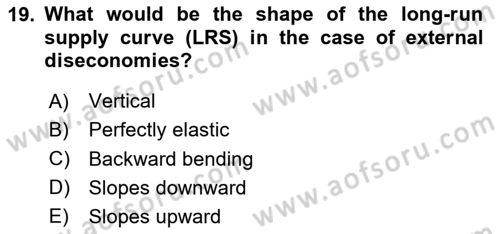 Introduction to Economics 1 Dersi 2024 - 2025 Yılı (Final) Dönem Sonu Sınav Soruları 19. Soru