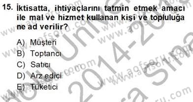 Spor Ekonomisi Dersi 2014 - 2015 Yılı (Vize) Ara Sınavı 15. Soru