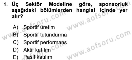 Spor Ekonomisi Dersi 2015 - 2016 Yılı (Final) Dönem Sonu Sınavı 1. Soru