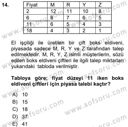 Spor Ekonomisi Dersi 2016 - 2017 Yılı (Vize) Ara Sınavı 14. Soru