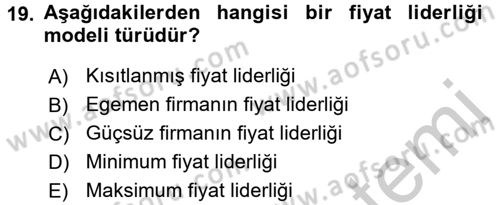 Spor Ekonomisi Dersi 2016 - 2017 Yılı (Vize) Ara Sınavı 19. Soru