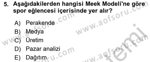 Spor Ekonomisi Dersi 2016 - 2017 Yılı (Vize) Ara Sınav Soruları 5. Soru