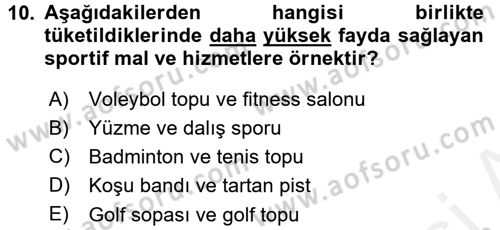 Spor Ekonomisi Dersi 2017 - 2018 Yılı (Vize) Ara Sınavı 10. Soru