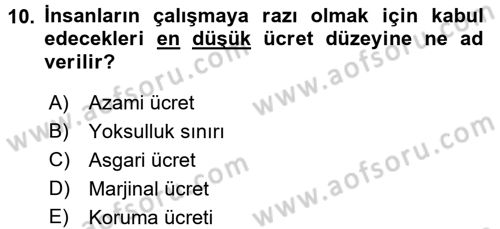 Spor Ekonomisi Dersi 2017 - 2018 Yılı (Final) Dönem Sonu Sınavı 10. Soru