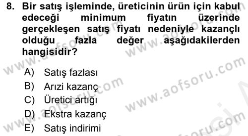 Spor Ekonomisi Dersi 2017 - 2018 Yılı (Final) Dönem Sonu Sınavı 8. Soru