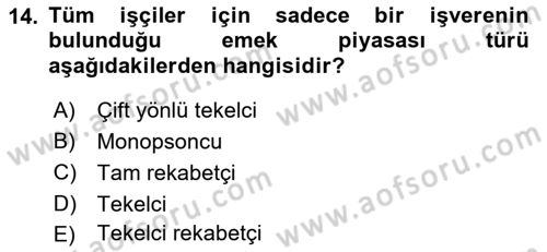 Spor Ekonomisi Dersi 2018 - 2019 Yılı 3 Ders Sınavı 14. Soru