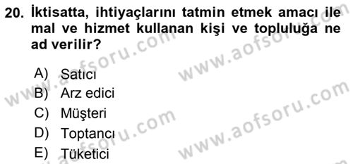 Spor Ekonomisi Dersi 2018 - 2019 Yılı 3 Ders Sınavı 20. Soru