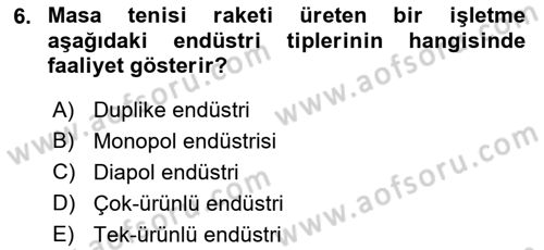 Spor Ekonomisi Dersi 2018 - 2019 Yılı 3 Ders Sınavı 6. Soru