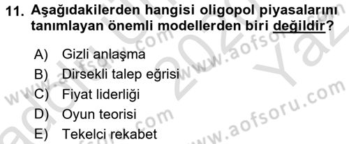 Spor Ekonomisi Dersi 2020 - 2021 Yılı Yaz Okulu Sınav Soruları 11. Soru