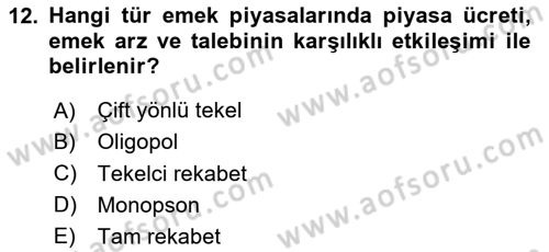 Spor Ekonomisi Dersi 2020 - 2021 Yılı Yaz Okulu Sınav Soruları 12. Soru