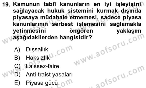 Spor Ekonomisi Dersi 2020 - 2021 Yılı Yaz Okulu Sınav Soruları 19. Soru