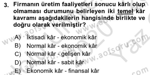 Spor Ekonomisi Dersi 2020 - 2021 Yılı Yaz Okulu Sınav Soruları 3. Soru